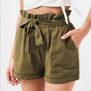 LA Hearts High Waisted Olive Paper Bag Shorts